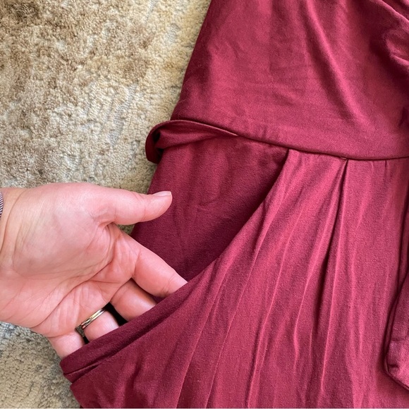 Moulinette Soeurs Willa Jersey Knit Jumpsuit Burgundy Red Racer Back Wide Leg: L - Picture 4 of 13